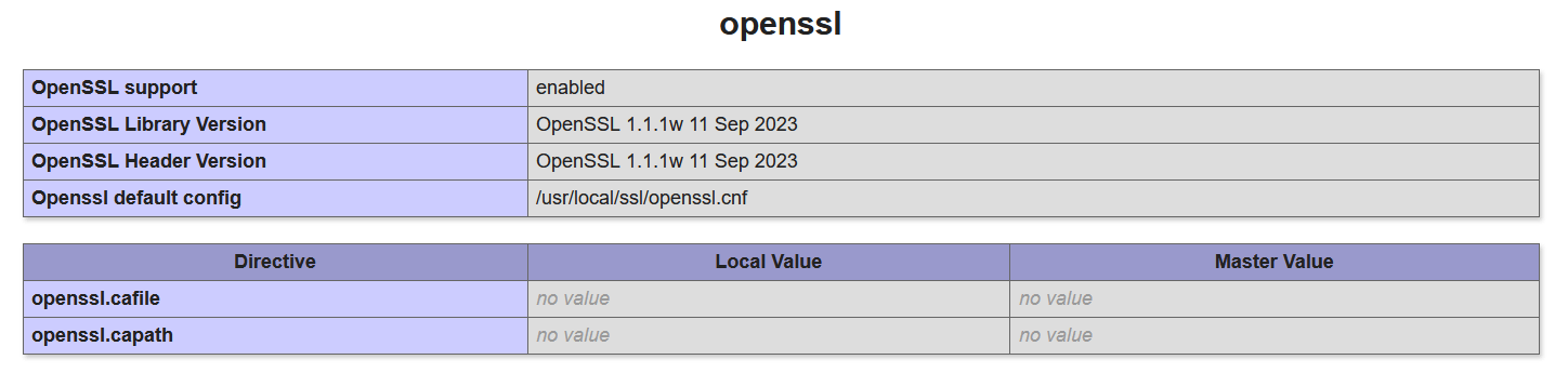 阿里云虚拟主机phpinfo 显示 openssl.cafile 和 openssl.capath 都是空的