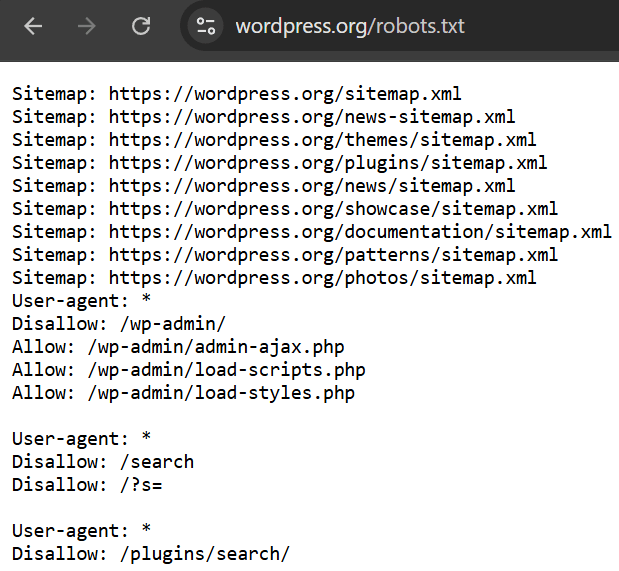 WordPress 官网使用的 robots.txt 内容